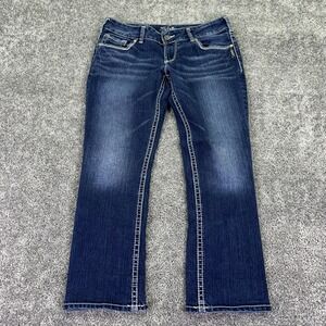 Silver Jeans Womens 29 Blue Suki Cropped Denim Medium Wash Casual City Logo